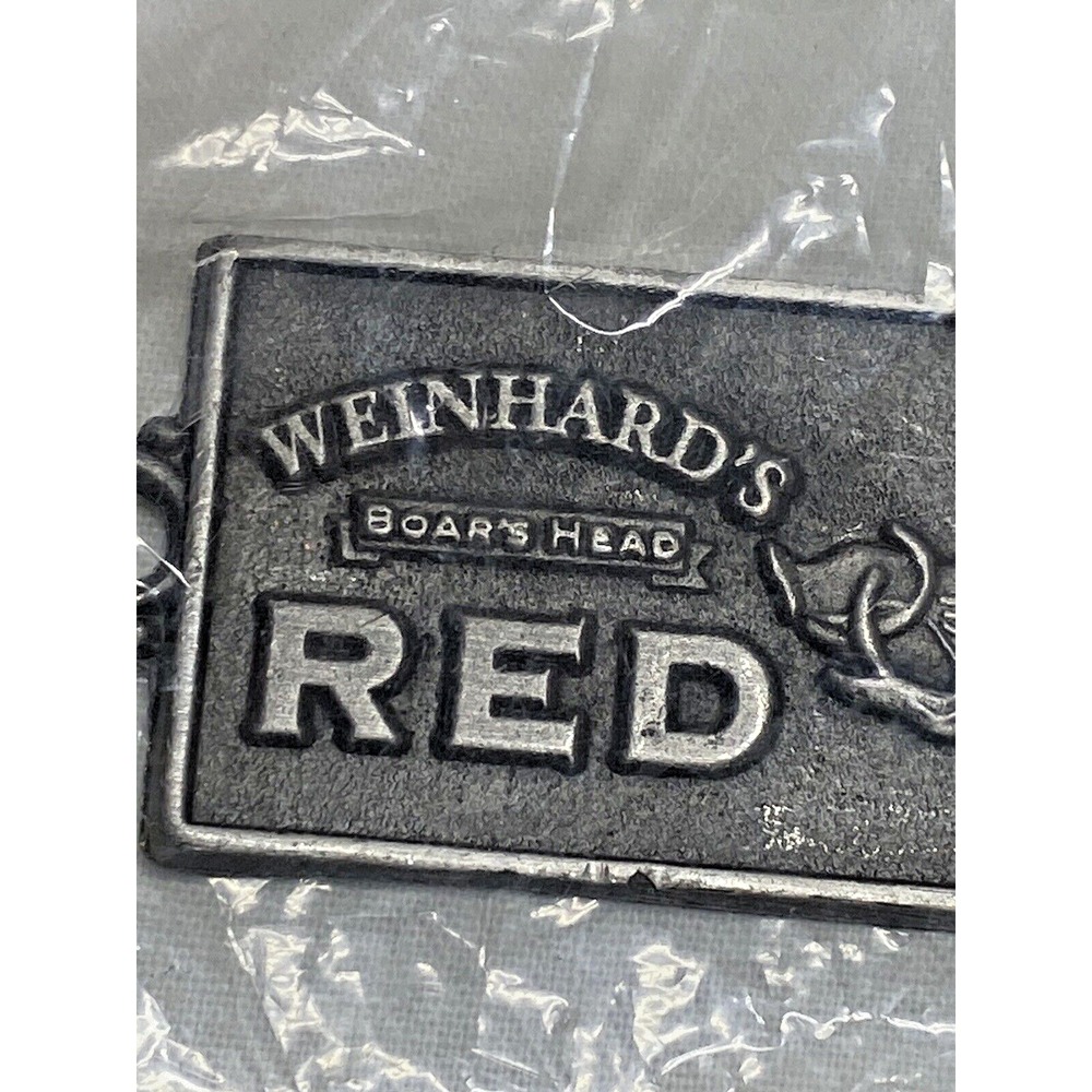 Vintage Weinhard's Boar's Head Red Beer Metal Key Chain keychain NEW 1.5"
